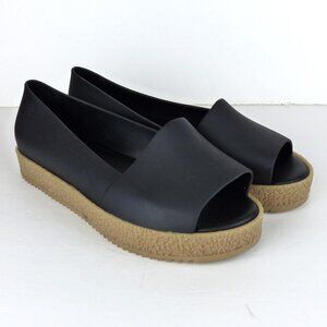 Melissa Puzzle Ad Flats Womens 7 38 Black Rubber Platform Open Toe Slip On